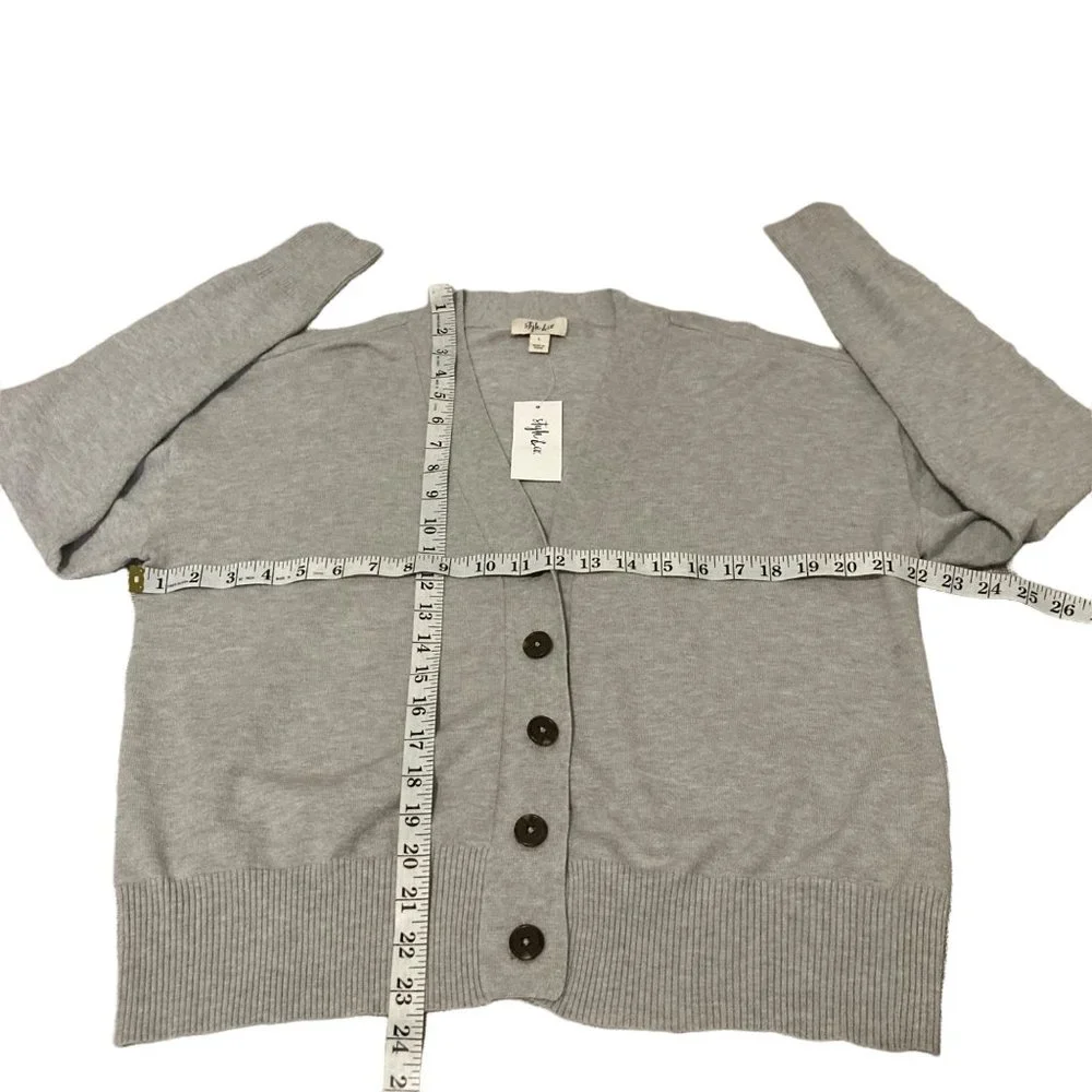 STYLE & CO Cropped Button gray Cardigan size varius casual NWT - Picture 6 of 9